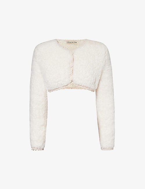 MAGDA BUTRYM: Crochet-trim cropped faux-fur jacket