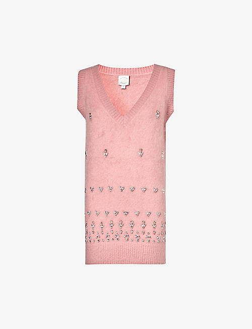 HUISHAN ZHANG: Rumer crystal-embellished recycled polyester-blend knitted vest