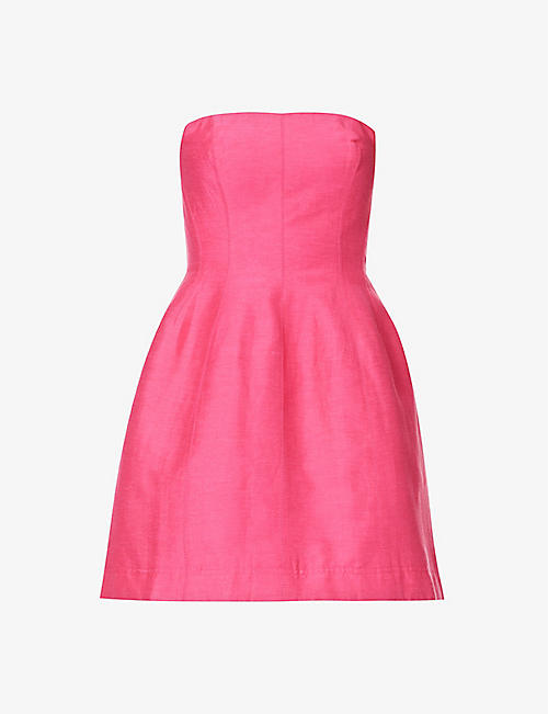 AJE: Baret strapless linen-blend mini dress