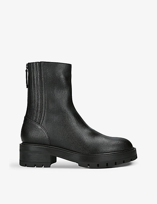 AQUAZZURA: Saint Honore platform-sole leather-blend ankle boots