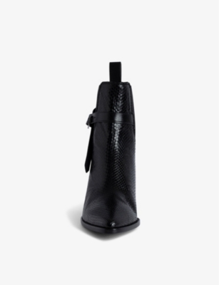 Shop Zadig & Voltaire Zadig&voltaire Women's Noir Tyler Python-effect Leather Ankle Boots