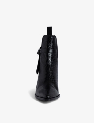 Zadig & Voltaire Womens Noir Tyler Python-effect Leather Ankle Boots In Noir