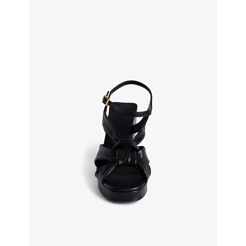 Shop Zadig & Voltaire Zadig&voltaire Noir Forget Me Knot Bow-front Leather Sandals In Black
