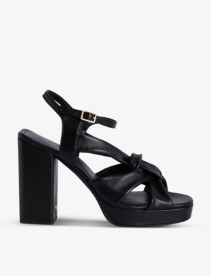 Zadig & Voltaire Zadig&voltaire Women's Noir Forget Me Knot Bow-front Leather Sandals In Black