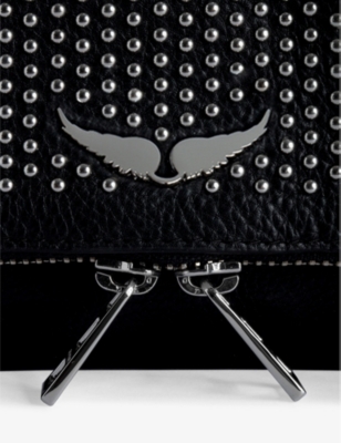Shop Zadig & Voltaire Zadig&voltaire Noir Rock Nano Studded Leather Clutch Bag
