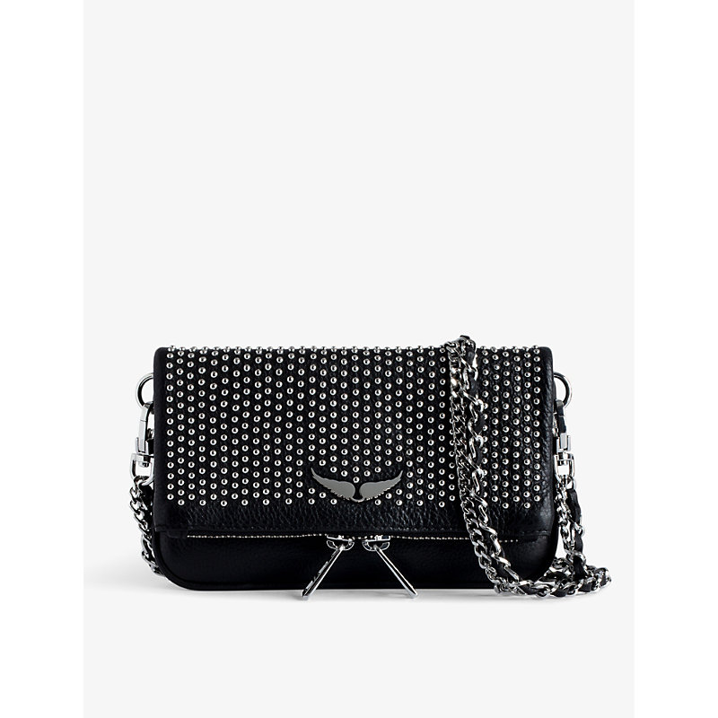 Zadig & Voltaire Zadig&voltaire Noir Rock Nano Studded Leather Clutch Bag
