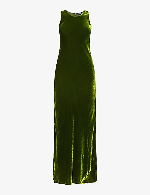 POLO RALPH LAUREN: Sleeveless velour woven-blend maxi dress