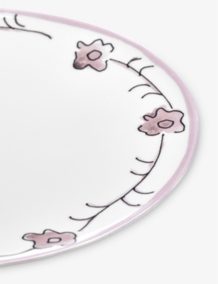 Marni Serax X  Viola Prugna Flower-motif Bone-china Plate 16cm Set Of Two Xs