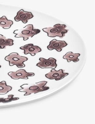 Marni Serax X  Viola Prugna Flower-motif Bone-china Plate Set Of Two