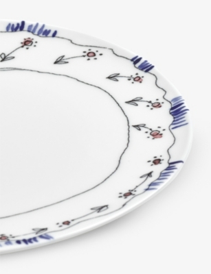 Shop Marni Serax X  Midnight Flowers Flower-motif Bone-china Plate 20cm