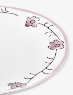 Marni Serax X  Viola Prugna Flower-motif Bone-china Plate Set Of Two