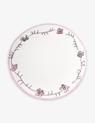 MARNI: Serax x Marni Midnight Flowers flower-motif bone-china plate 28cm set of two