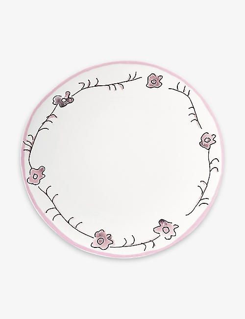 MARNI: Serax x Marni Midnight Flowers flower-motif bone-china plate 28cm set of two