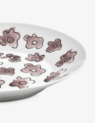 Marni Serax X  Viola Prugna Flower-motif Bone-china Deep Plate 22cm Set Of Two