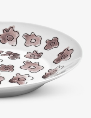 Marni Serax X  Viola Prugna Flower-motif Bone-china Deep Plate 26cm Set Of Two