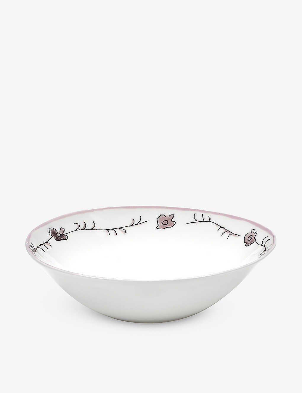 Marni Serax X Midnight Flowers Bone-china Bowl 18cm In White