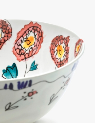 Marni Serax X  Anemone Milk Floral-motif Bone-china Serving Bowl 12cm Set Of Two