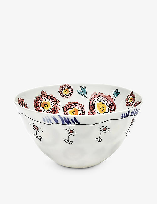 MARNI: Serax x Marni Anemone Milk floral-motif bone-china serving bowl 12cm set of two