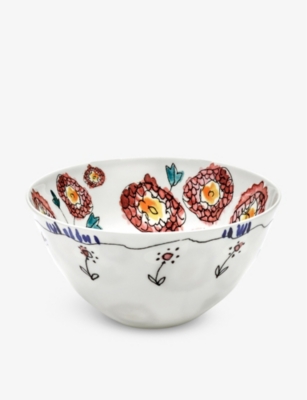 Marni Serax X Midnight Flowers Bone-china Serving Bowl 15cm