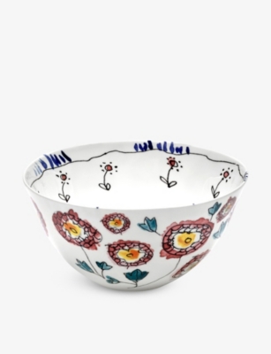 Marni Serax X Midnight Flowers Bone-china Serving Bowl 18cm