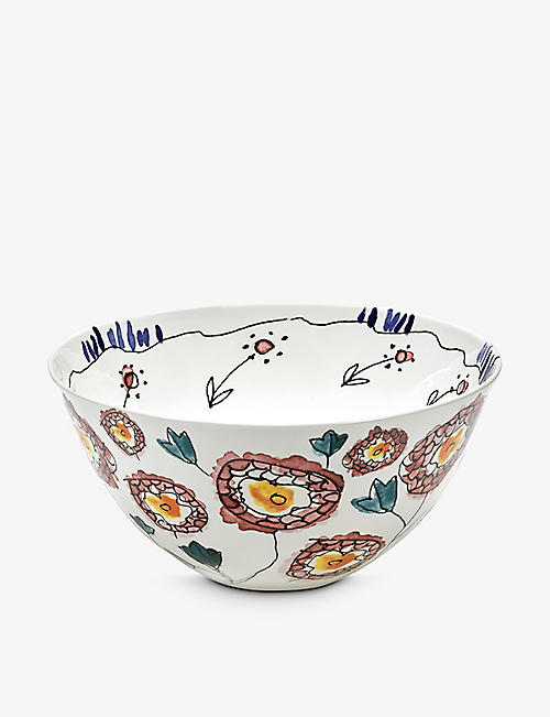 MARNI: Serax x Marni Anemone Milk floral-motif bone-china serving bowl 25cm