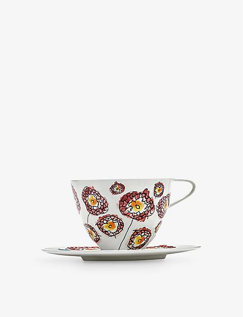 MARNI: Anemone Milk flower-motif bone-china cappuccino cup and saucer