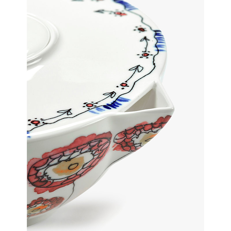 Shop Marni Serax X Anemone Milk Flower-motif Bone-china Teapot 20.5cm
