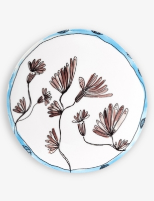 MARNI: Serax x Marni Midnight Flowers bone-china plate 20cm set of two