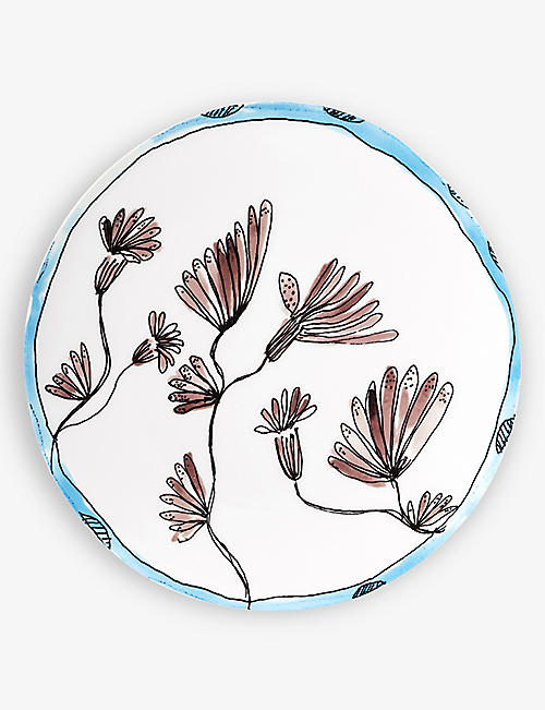 MARNI: Serax x Marni Midnight Flowers bone-china plate 20cm set of two