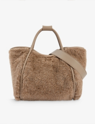 MAX MARA - Logo-plaque wool and silk top-handle bag | Selfridges.com