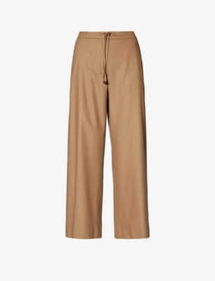 'S MAX MARA S MAX MARA WOMEN'S CAMEL FLORIA STRAIGHT-LEG MID-RISE STRETCH-WOOL TROUSERS