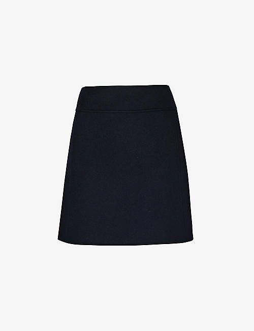S MAX MARA: Ali brushed-texture wool-blend mini skirt