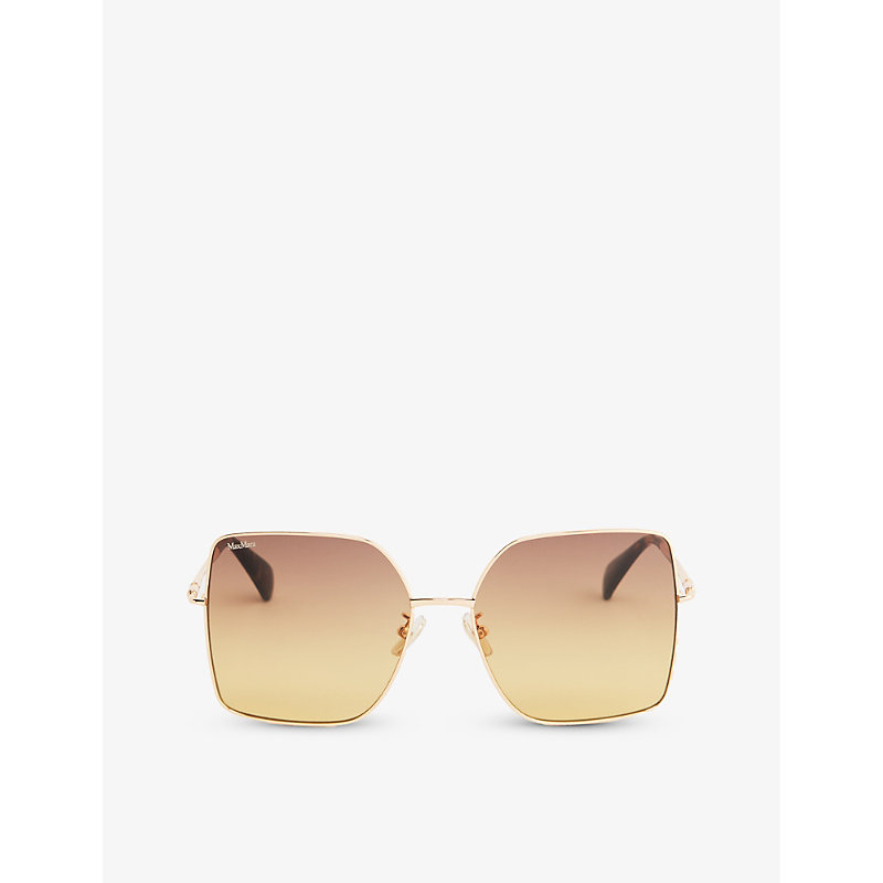 Max Mara Womens Brown Orange Mm0062h Butterfly-frame Metal Sunglasses
