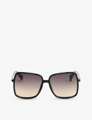 Max Mara Womens Black Mm0064h Square-frame Plastic Sunglasses