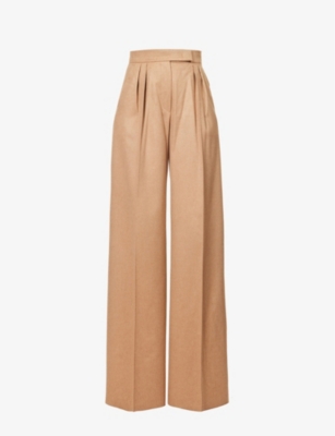 MAX MARA: Werther pleated wide-leg high-rise wool trousers