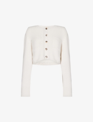 Khaite Lavan Crop Cashmere Cardigan In Ivory