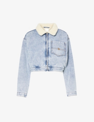 Givenchy Womens Light Blue Logo-embroidered Spread-collar Denim Jacket