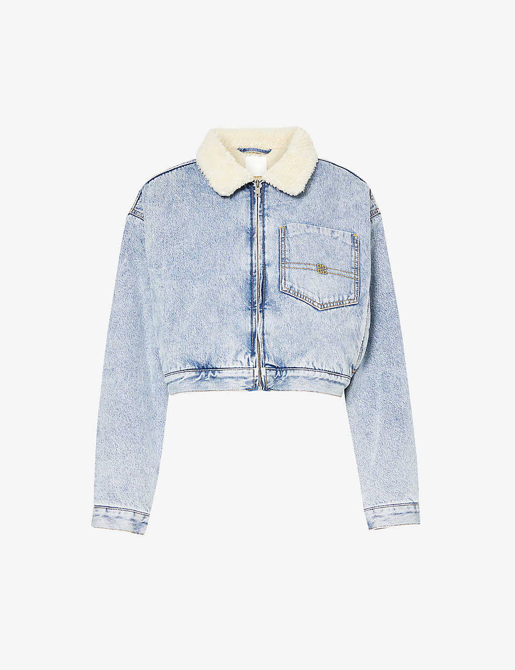 Givenchy Womens Light Blue Logo-embroidered Spread-collar Denim Jacket