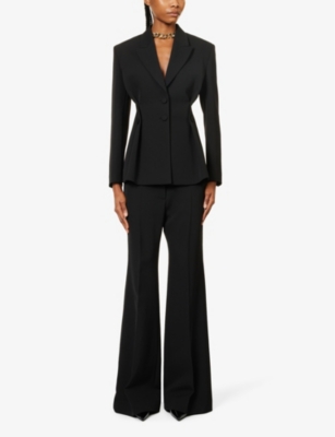 Shop Givenchy Women's Black Single-breasted Slim-fit Wool Blazer