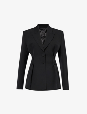Shop Givenchy Women's Black Single-breasted Slim-fit Wool Blazer