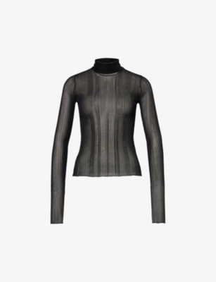 GIVENCHY: Sheer turtleneck knitted top