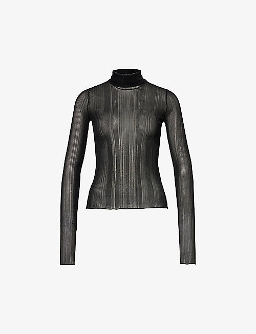 GIVENCHY: Sheer turtleneck knitted top