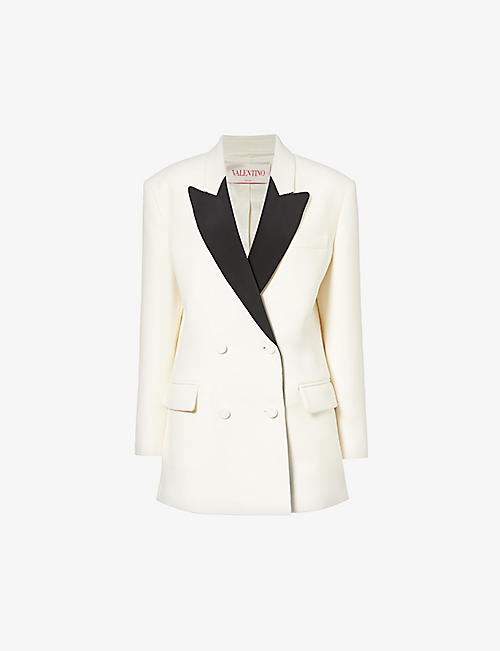 VALENTINO: Giacca double-breasted wool-blend blazer