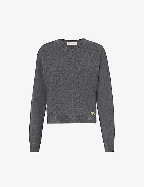 VALENTINO: Maglia logo-embellished wool knitted jumper