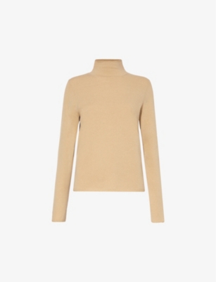 Vince Wool-cashmere Trapeze Turtleneck Sweater In Cashew-268cas