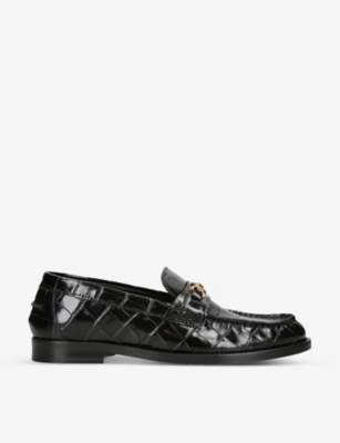 VERSACE: Medusa croc-embossed leather loafers