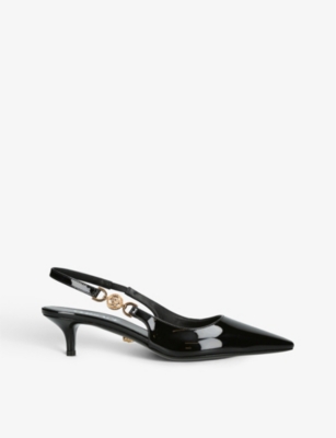 Versace Womens Black Medusa 40 Patent-leather Slingback Courts Eur 37 / 4 Uk In Black