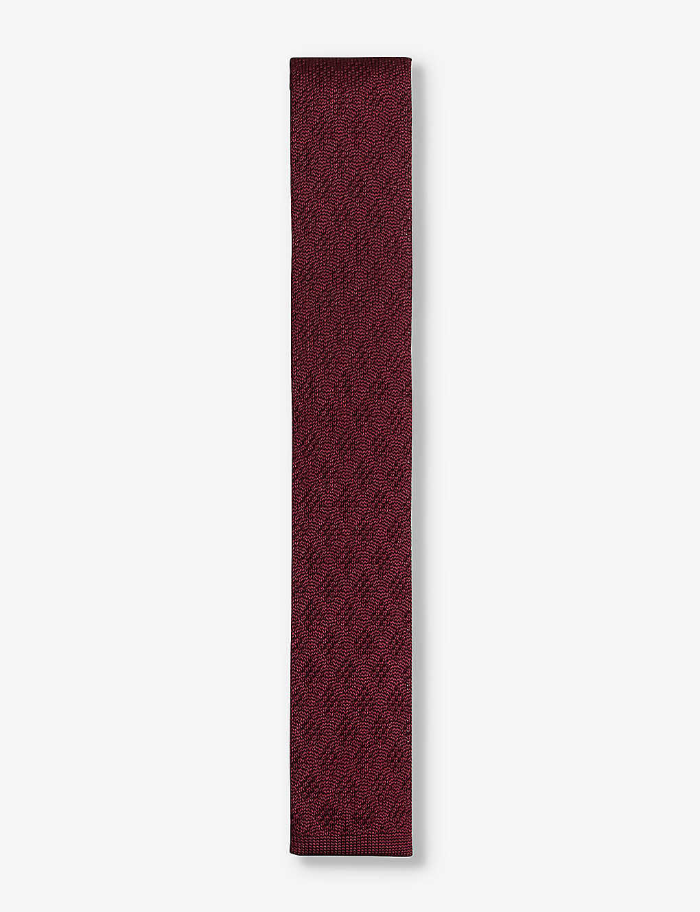 Ted Baker Mens Dk-red Kelmis Diamond-texture Knitted Tie