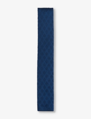Ted Baker Mens Teal-blue Kelmis Diamond-texture Knitted Tie