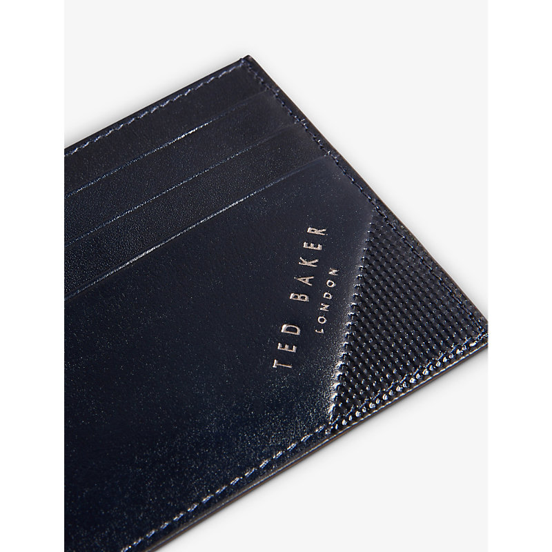 Shop Ted Baker Navy Raffle Embossed Leather Card Holder